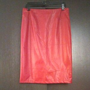 Vibrant Cherry Red Faux Leather Skirt.